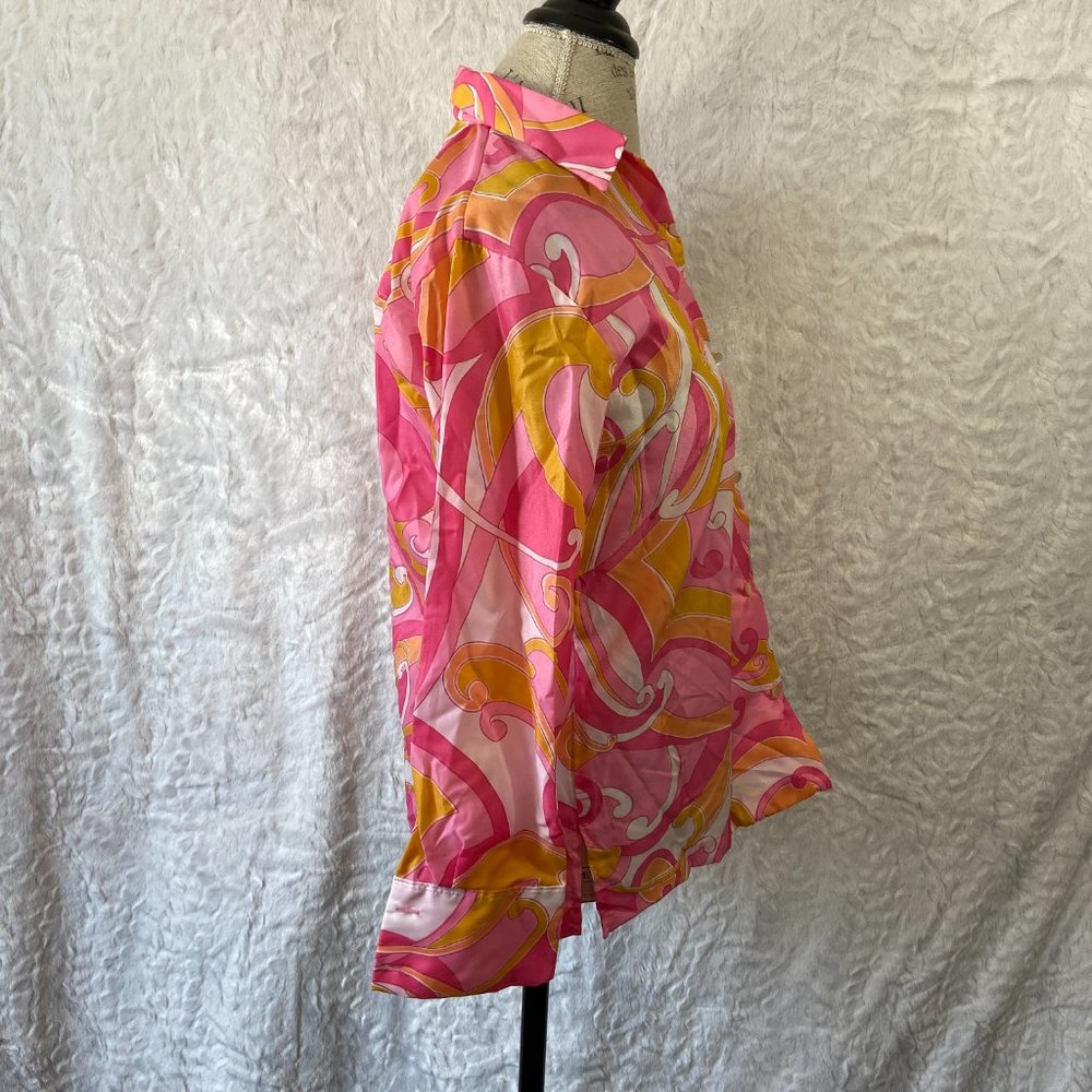 Vintage 60's Mod Blouse Psychedelic paisley print Fun Funky Trippy - Picture 3 of 6